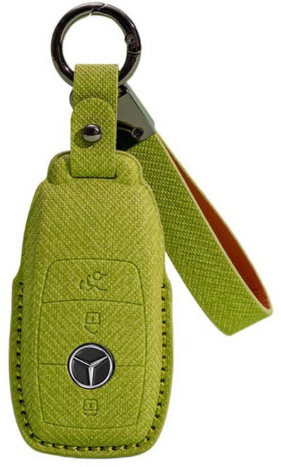 CRONICLE E-Class G-Class C-Class 賓士相容 Monogram 線條鑰匙套 方形鑰匙款, 綠色, CRMON-MER2