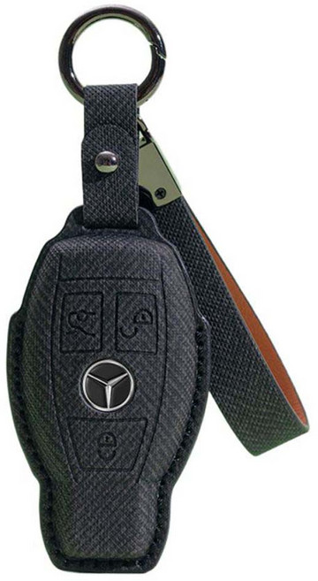 CRONICLE E-Class G-Class C-Class 賓士相容 Monogram 線條鑰匙套 葫蘆 3鍵, 黑色, CRMON-MER15