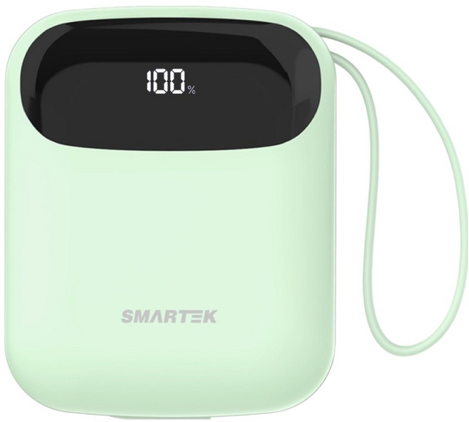스마텍 팬시 초미니 고속충전 3in1 케이블 일체형 여행용 기내반입 보조배터리 10000mAh, 민트, STPB-CFB1