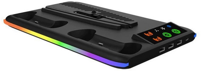 iplay PS5/slimPRO帶RGB散熱充電座 黑色 1個 HA-8008