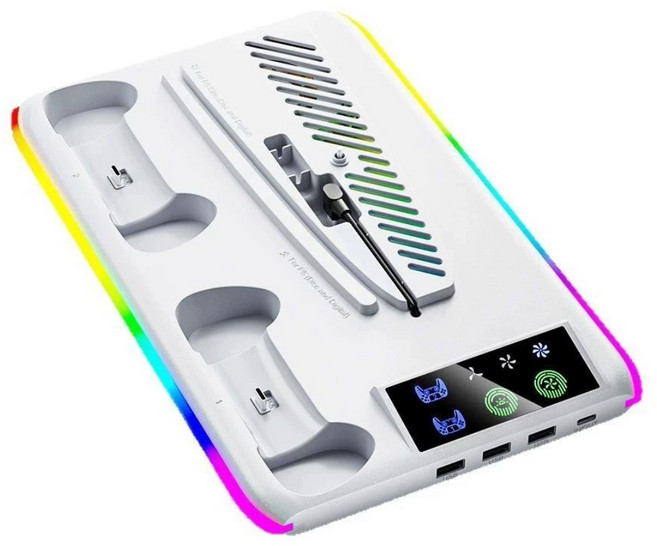 iplay PS5/slimPRO 帶RGB散熱充電座 白色 HA-8008 1個