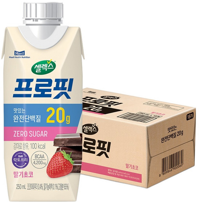 셀렉스 프로핏 딸기초코, 18개, 250ml