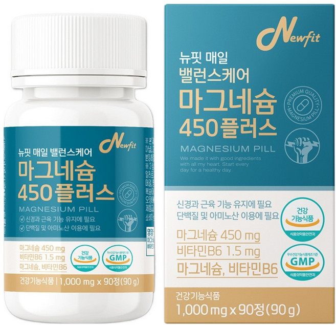 뉴핏 매일 밸런스케어 마그네슘 450 플러스 90g, 1개, 90정