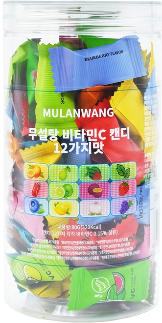 무란왕 무설탕 12가지맛 비타민C 민트 미니 캔디 차량용, 80g, 1개