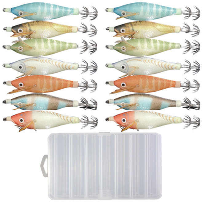 OASI 小型水平木蝦 14種 釣具盒, 混合色, 1個, 200g