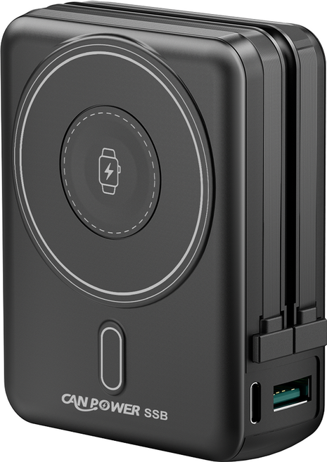 CAN POWER AC多合一 固態電池無線充電行動電源 10000mAh, 黑色, CP-05