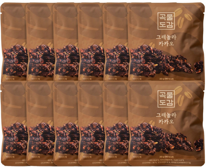곡물도감 그래놀라 카카오, 20g, 12개
