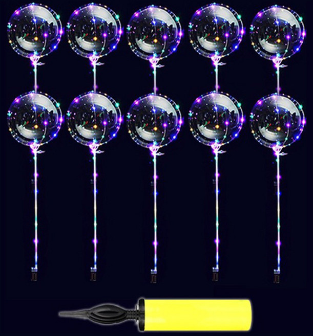 TODAY LIVING LED長條氣球 10入 + 打氣筒組合 W15002D, 透明(氣球), 1套
