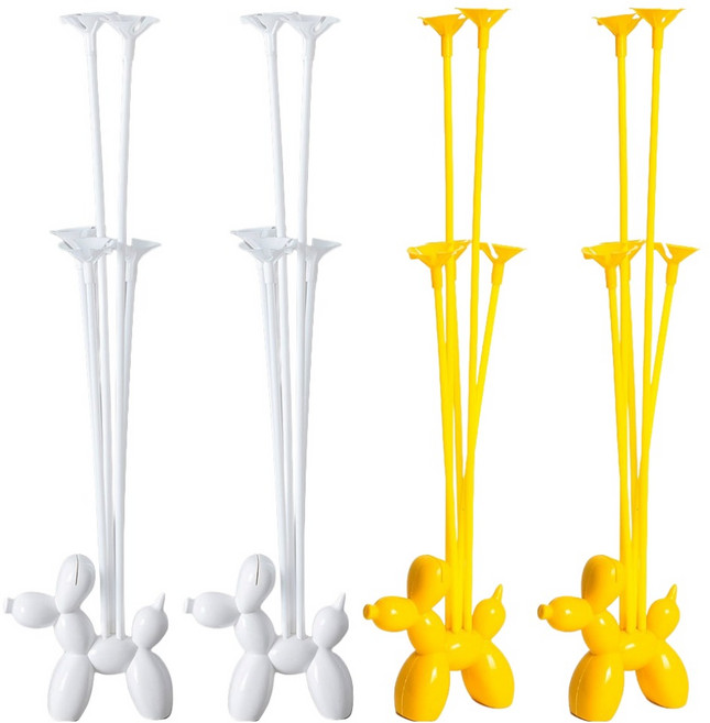 joyparty Balloon Dog 多功能氣球支架 2款 x 2入組, 白色, 黃色, 1套