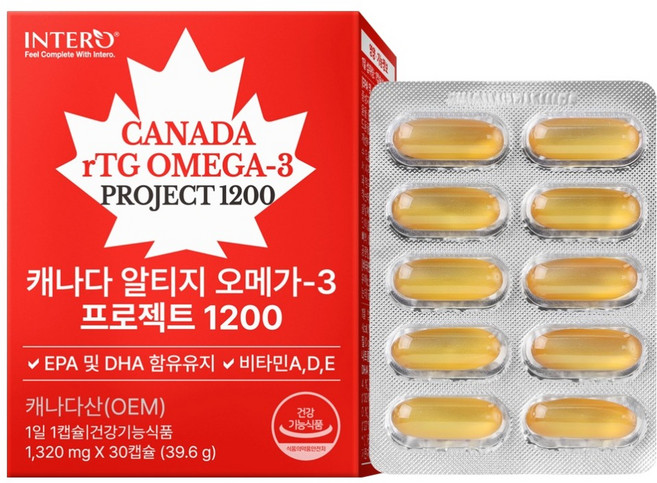 인테로 캐나다 알티지 오메가3 프로젝트 1200 39.6g, 1개, 30정
