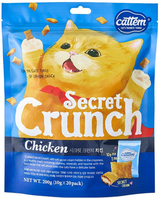 캣템 시크릿 크런치 고기속 츄르, 치킨, 200g, 1개