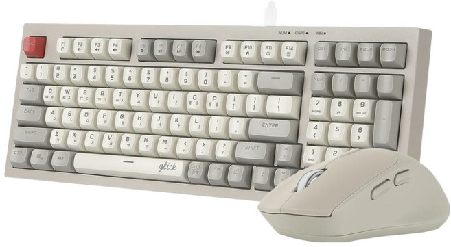 지클릭커 오피스프로 OPS60 사일런스 M 다쿠아즈 98 유선키보드 + 무선마우스 세트, Retro Cappuccino, OPS60 98, 일반형