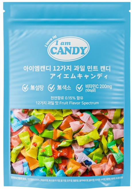 아이엠캔디 무설탕 12가지 과일 민트 비타민C 캔디, 1개, 100g