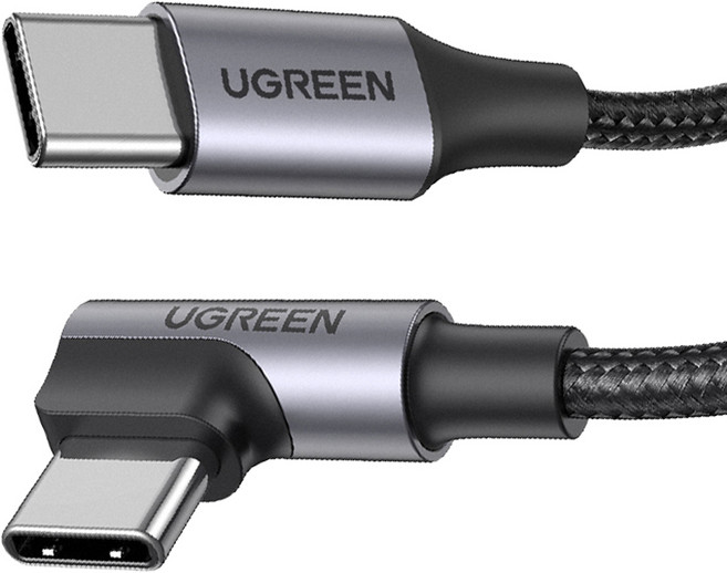 UGREEN 綠聯 Type-C to Type-C 5A快充電線/傳輸線 100W 金屬殼編織L版, 黑色, 1個, 3m