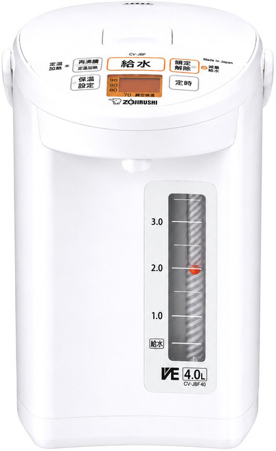 ZOJIRUSHI 象印 微電腦VE真空保溫省電熱水瓶 白色 4L, CV-JBF40