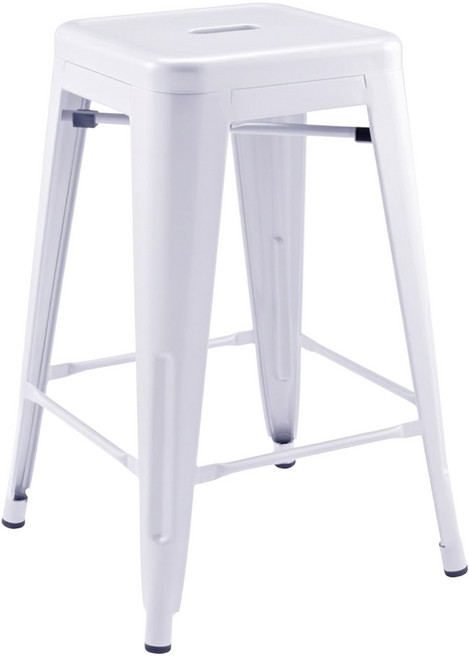 E-home 約克工業風可堆疊金屬吧檯椅 NKC112A-wht 66cm, 白色, 1個
