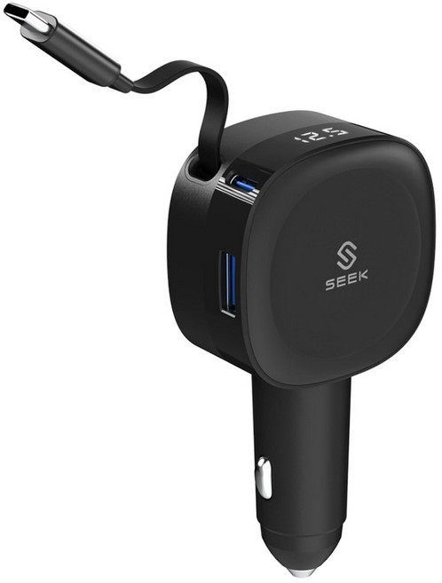 SEEK PD60W伸縮線車用充電器/車充 CU-C601, 黑色, 1個
