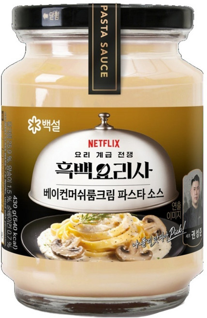 백설 나폴리맛피아 권성준셰프 베이컨 머쉬룸 크림 파스타소스, 430g, 1개