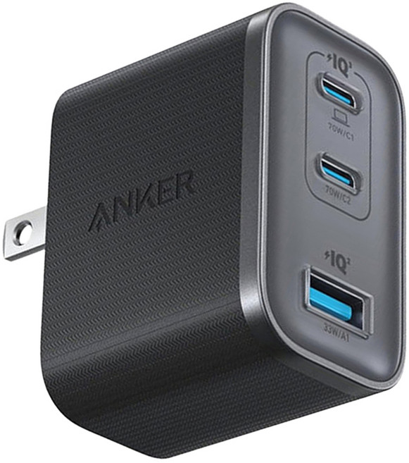 ANKER 70W GaN 3孔快充充電器 A121A, 黑色, 1個