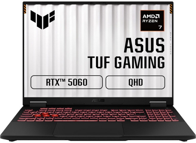 에이수스 2026 TUF 게이밍 A16 라이젠7 라이젠 200 시리즈 지포스 RTX 5060, 예거 그레이, FA608UMI-QT197, 16GB, 512GB, Free DOS