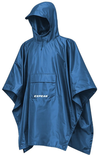 EXPEAK 登山斗篷式揹包客雨衣, 湖水藍, 1個
