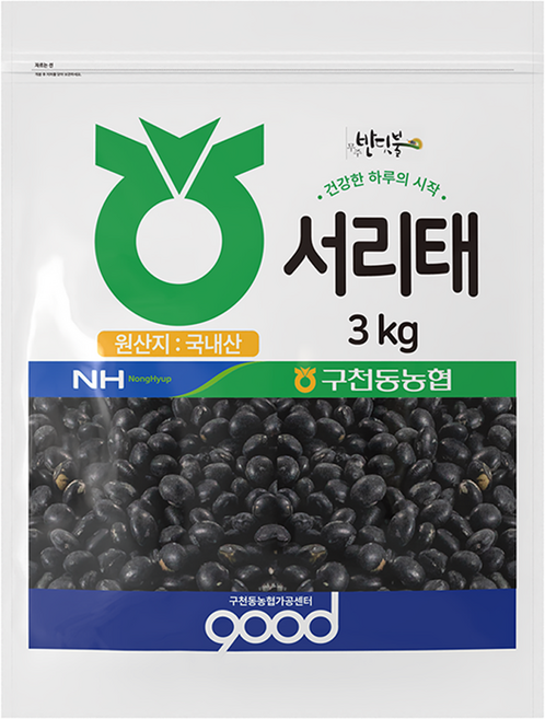 무주반딧불 국내산 굿잡 농협 서리태, 3kg, 1개