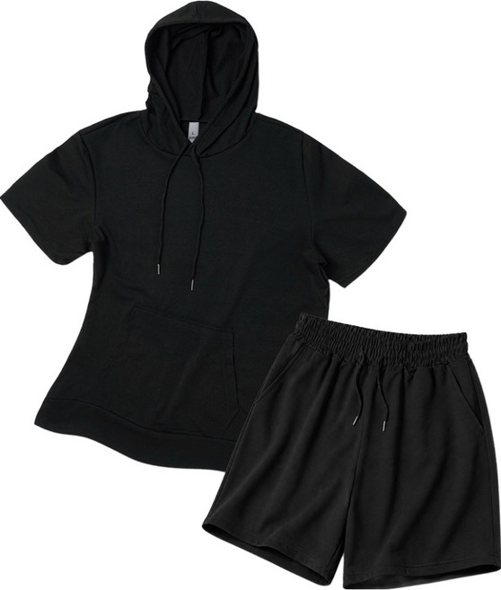 ILLUSO 男女通用涼感透氣運動服短袖連帽上衣+短褲套裝
