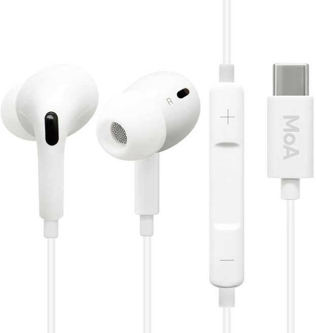 모아 스테레오사운드 컨트롤러 탑재 C타입 커널형 유선 이어폰, 화이트, MoA-C101