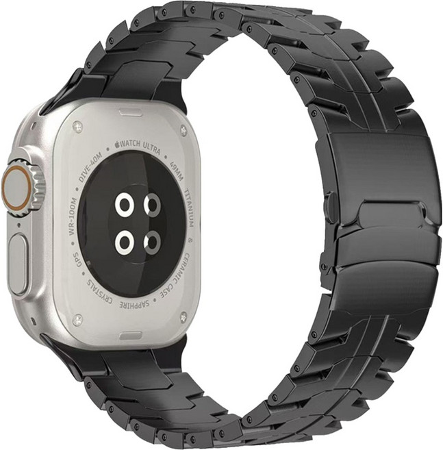 젤센 애플워치 울트라 호환 타이탄 프리미엄 티타늄 메탈 스트랩 49mm, 블랙, 1개