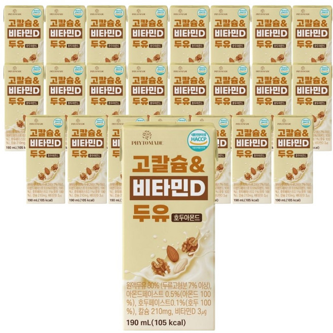 파이토메이드 고칼슘 & 비타민D 두유 호두아몬드, 24개, 190ml