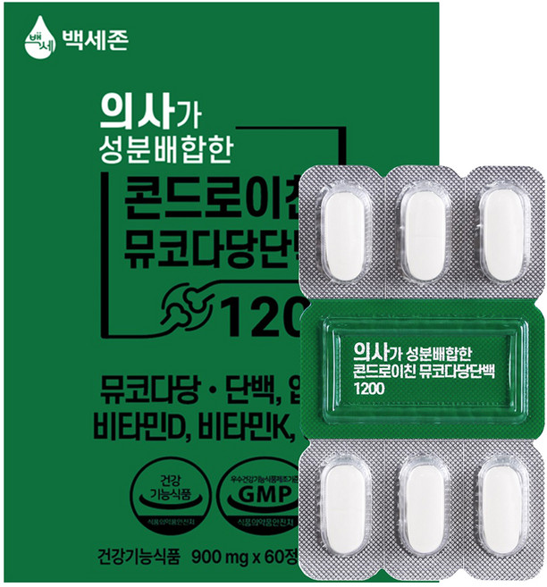 Baeksejon 醫師配方低分子複合軟骨素黏多醣蛋白1200 54g, 60錠, 1個