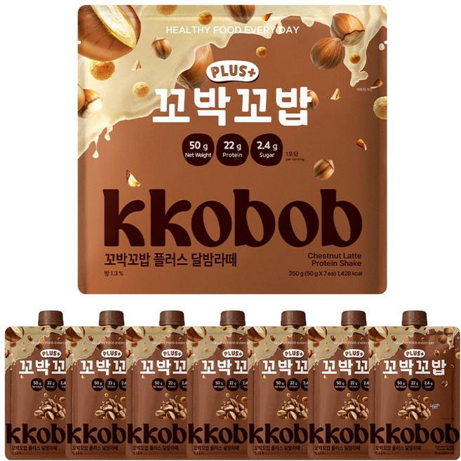 Kkobakkobab VIVRE Plus 蛋白奶昔 月夜拿鐵口味 7入, 350g, 1個