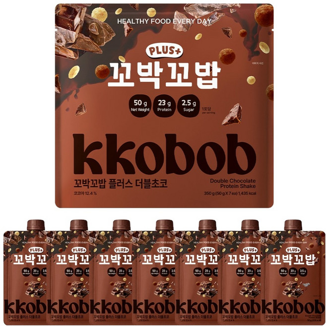 꼬박꼬밥 플러스 단백질쉐이크 더블초코맛 7p, 350g, 1개