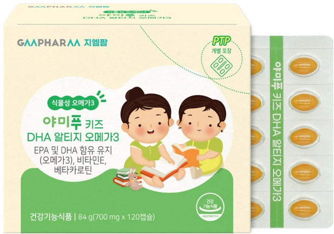 지엠팜 야미푸 키즈 DHA 알티지 오메가3 84g, 1개, 120정