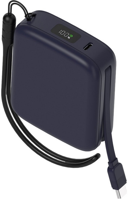 어반어스 PD 22.5W 고속충전 C타입 케이블 일체형 미니 큐브 보조배터리 10000mAh, 네이비, UB-PA10PCMN