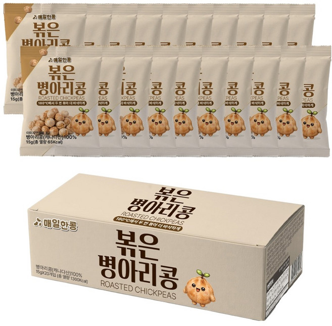 대구농산 매일한콩 180도에서 두 번 볶아 더 바삭한 볶은 병아리콩, 15g, 20개
