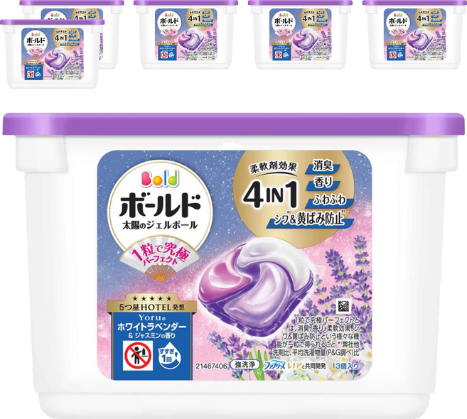 Bold 日本原裝進口 新四合一洗衣膠囊 薰衣草與茉莉花香, 6套, 13個裝