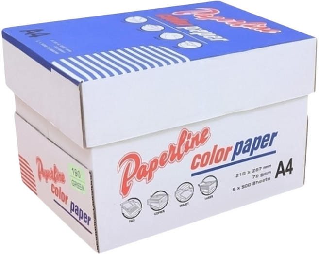 PAPERLINE 彩色影印紙 PL190 淺綠色 70g 500張, 5包, A4