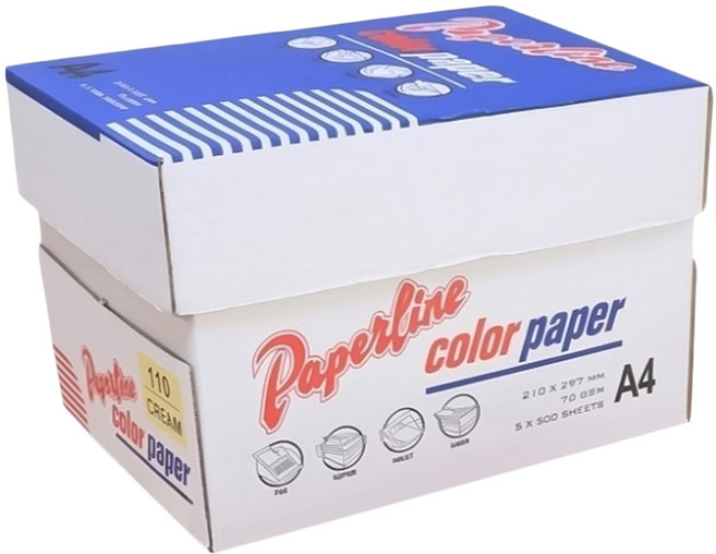 [無標]PAPERLINE 彩色影印紙 PL110 淺黃色 70g 500張, 5包, A4