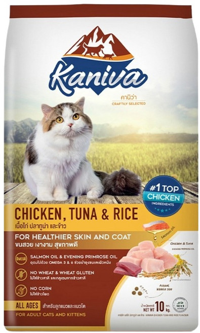 Kaniva 卡咪哇 全齡貓乾飼料, 10kg, 1包, 雞肉 + 鮪魚 + 米