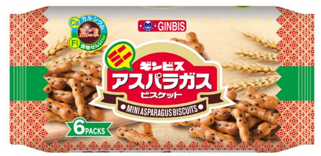 GINBIS 金必士 蘆筍造型芝麻味餅乾 6個裝, 138g, 1袋