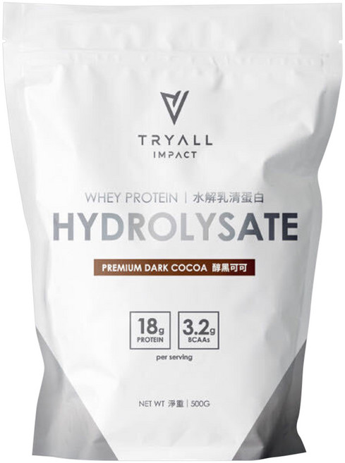 TRYALL Impact 水解乳蛋白 醇黑可可, 500g, 1個