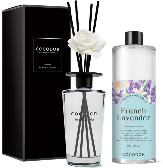 코코도르 블랙에디션 디퓨저 500ml + 리필 500ml 세트, 1세트, 프렌치라벤더