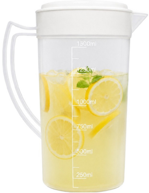 리빙메이커 BPA FREE 업소용 PP비커 가벼운 워터포트 계량컵 물 피쳐 물통, 투명, 1.5L, 1개