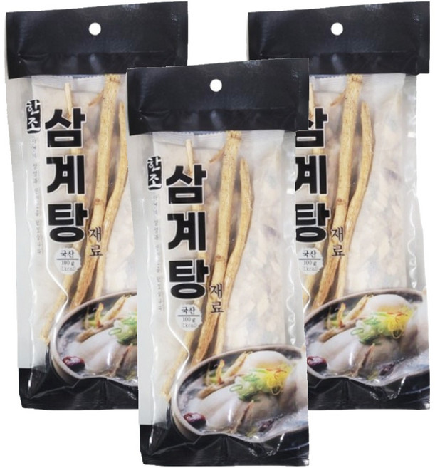 국산 재료만 사용한 백숙 삼계탕재료, 100g, 3개