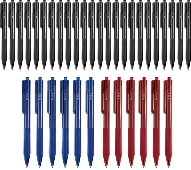 monAmi FX 153 1.0mm 黑色 24入 + 藍色 6入 + 紅色 6入 套組, 混合顏色, 1套