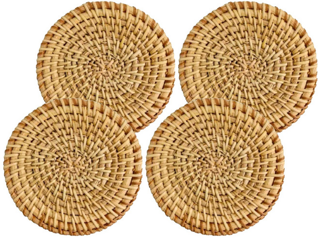 MYU MYU MYU 沐慕家居 手工藤編圓形杯墊 10cm 4個 Natural