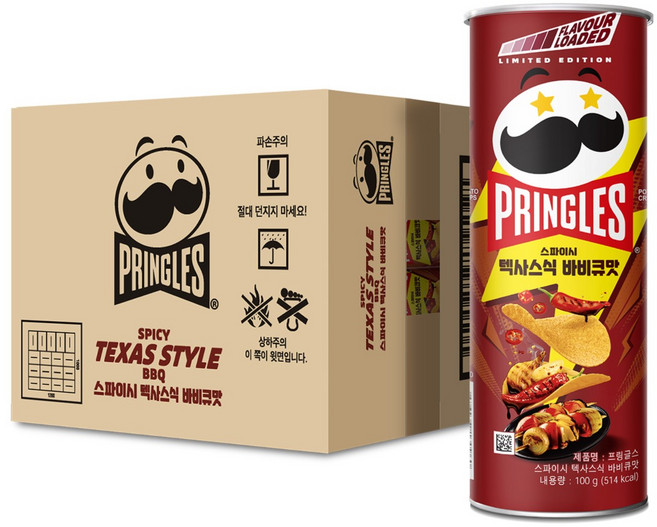 프링글스 스파이시 텍사스식 바비큐맛, 100g, 12개