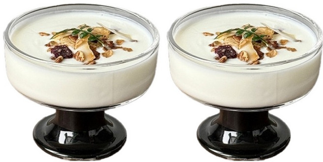 프렌치마르스 심플 컬러스탠드 푸딩 디저트 고블렛잔 220ml MMM4216, 블랙, 2개