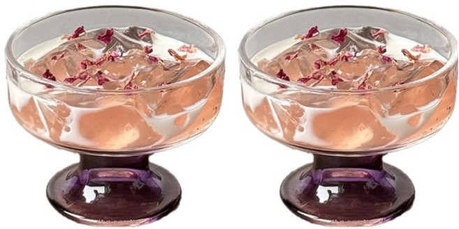 프렌치마르스 심플 컬러스탠드 푸딩 디저트 고블렛잔 220ml MMM4216, 퍼플, 2개